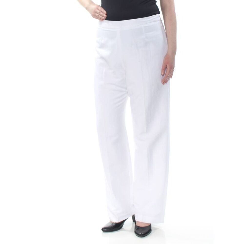 NWT KASPER Womens White Pocketed Zippered Wear To Work Pants 14